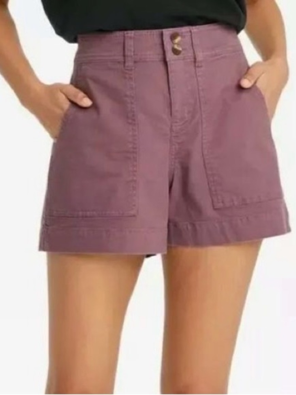 A New Day Dusty Mauve High Rise Stretch Twill Utility Chino Shorts Size 14